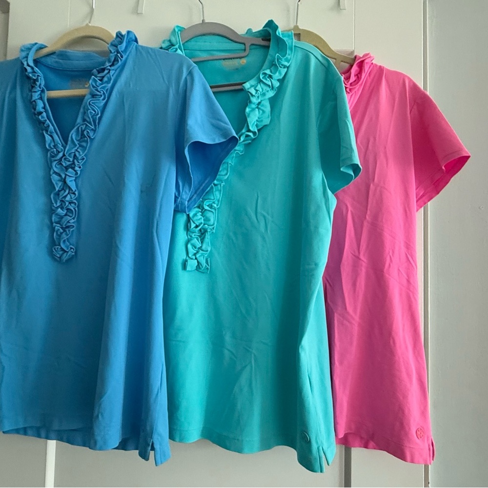 Lilly Pulitzer Luxletic XL Frida golf polo.  All 3 in perfect condition